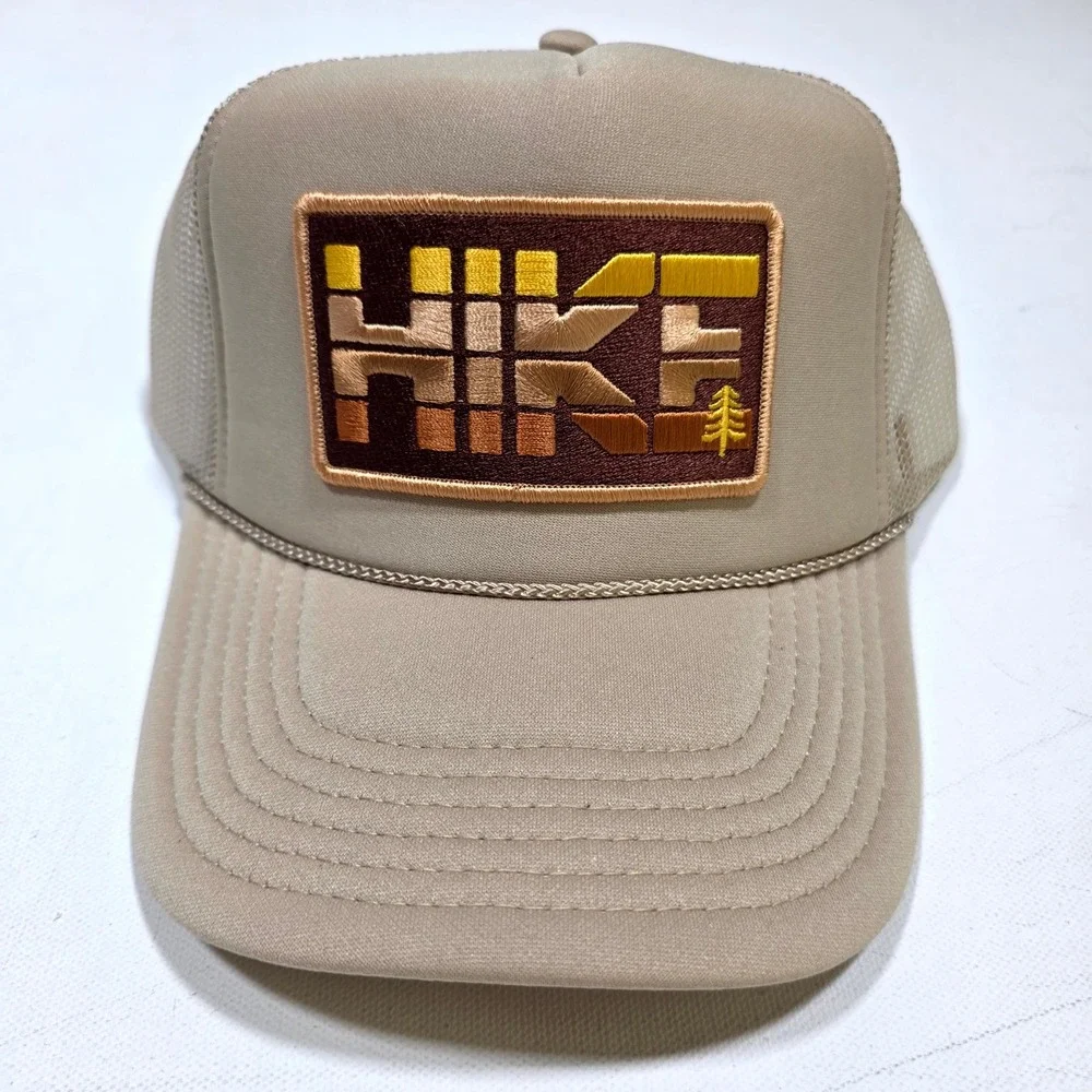 Port Sandz Trucker Hat Tan Hike Patch Mesh Snapback Retro Outdoor Cap Camping